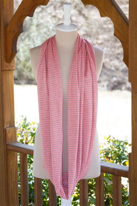 Pink Striped Infinity Scarf Long Soft Jersey By Elsieraeboutique 24