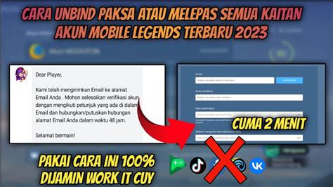 Cara Unbind Paksa Akun Moonton Mobile Legends Cara Unpak Akun Ml Work It Youtube