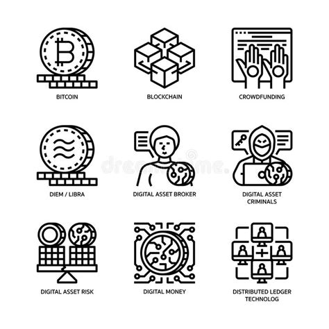 Digital Asset Icons Set Stock Vector Illustration Of Style 230642870