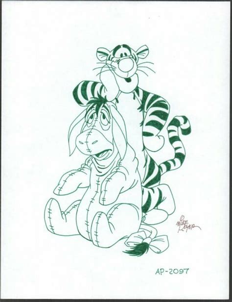 Winnie The Pooh Disney Green Ink Drawing Concept Art Tigger Ap By