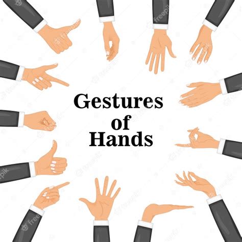 Set Hands In Different Gestures Isolated On White Background Premium