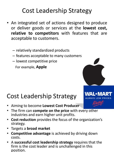 They employ a large percentage of the work force. Cost Leadership Strategy Final | Competition | Strategic ...