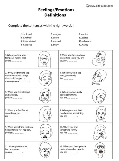 11 Best Images Of Feelings Worksheets For Adults Free