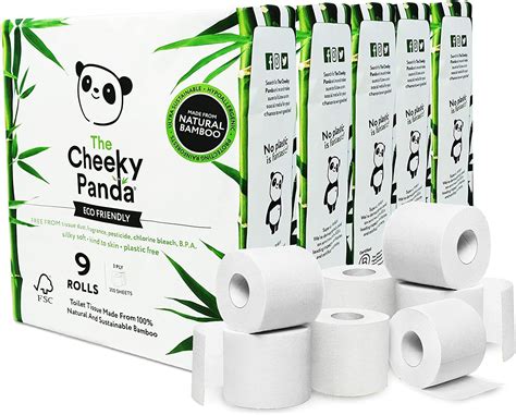 The Cheeky Panda Bamboo Toilet Rolls Bulk Buy 45 Rolls 5 Packs Of 9