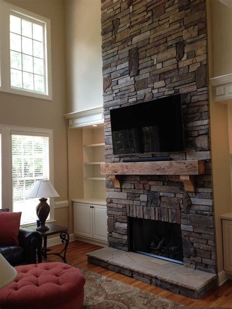Pink living room interior decor trend. Stone Fireplace - Interior Fireplace w/ Ledgestone and ...