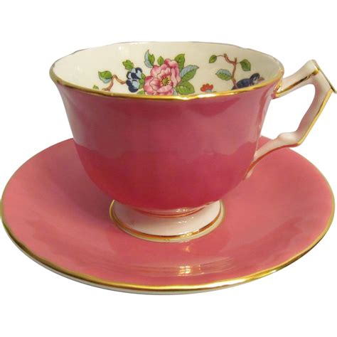 Aynsley Fine English Bone China Tea Cup And Saucer England Pink With Sold On Ruby Lane