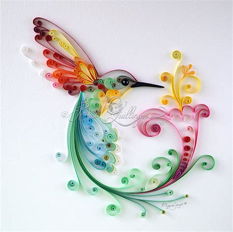 Original Quilling Art Bird Of Happiness Framed Colorful Paper Art