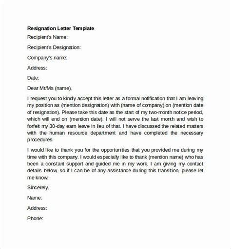 40 Professional Resignation Letter Template Markmeckler Template
