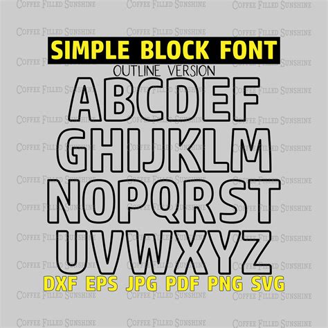 Simple Block Font Svg Digital Download Cutter File Printable Iron