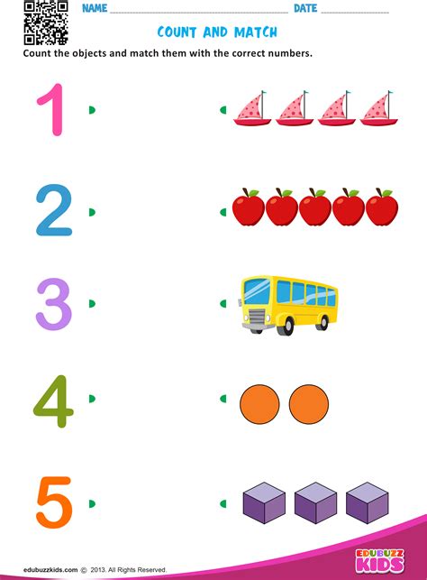 Count And Match Kids Worksheets Preschool Preschool Math Worksheets