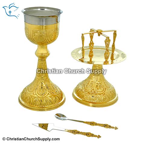 Chalice Sets Ornate Chalice And Paten Set Cross Carved Chalice Set