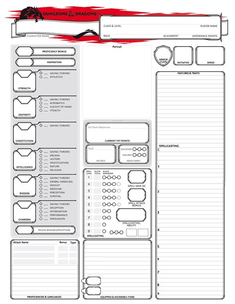 Dungeons And Dragons Spells Sheet Dnd Character Sheet Character Sheet Character Sheet Template