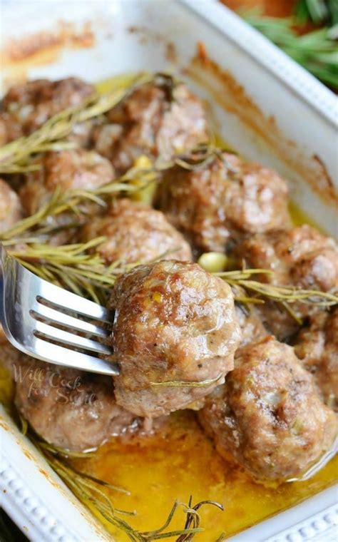 Roasted Garlic Rosemary Baked Meatballs Will Cook For Smiles