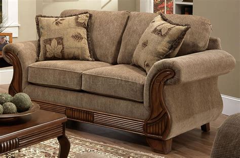 Tan Fabric Traditional Sofa And Loveseat Set Woptional Items