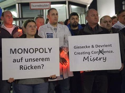 Die delegierten der bundesfachbereichskonferenz medien, kunst und industrie erklären hiermit ihre uneingeschränkte solidarität mit den kolleginnen und kollegen bei giesecke & devrient in münchen, die seit vier. ver.di - Menschenkette bei Banknotendruckerei Giesecke ...