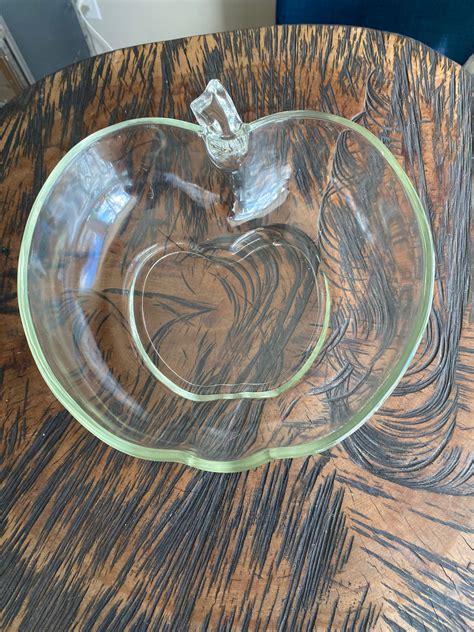 Vintage Hazel Atlas Orchard Clear Glass Large Apple Bowl S Etsy