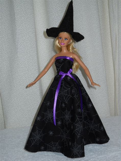 Barbie Doll Dress Handmade Halloween Witch Costume With Hat Etsy