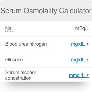 There are several methods for arriving at this quantity through measurement or calculation. Serum Osmolality Calculator & Formula - Omni