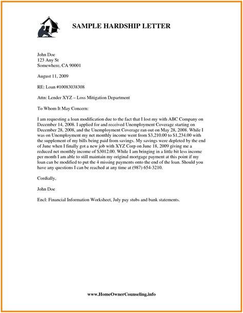 Sample Of Hardship Letter For Loan Modification Free The Document