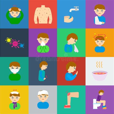 The Sick Man Cartoon Icons In Set Collection For Design Illness And