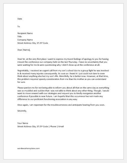 They'll have to settle for watching online. Explanation Letter for not Attending the Conference | Word & Excel Templates
