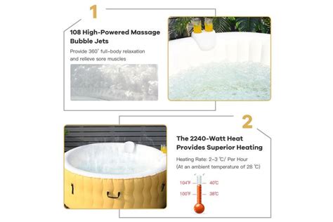 Buy Costway 4 Person Inflatable Hot Tub Spa Portable Outdoor Bath Pool Massage Heat Bubble Relax