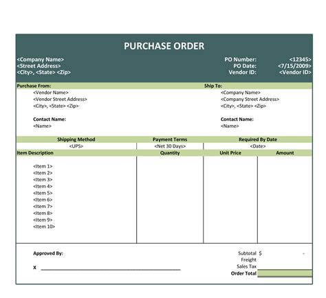 Free Purchase Order Templates In Word Excel Pdf