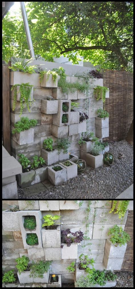 I also want to place a 2 thick concrete counter or bench top on th. DIY Cinder Block Vertical Garden Ideas 25 | Backyard ...