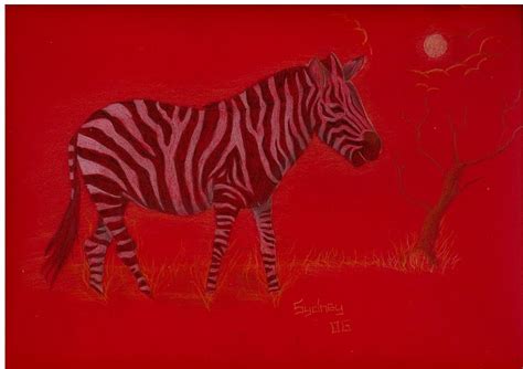 Red Savana Zebra Rot Zeichnung Afrika Von Martina Kunstnet
