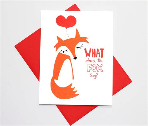 Valentine Card Whats The Fox Say Cute Valentines By Turtlessoup 385