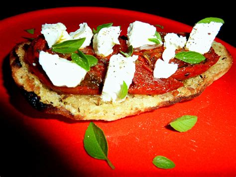 Let them cook for just a minute or two, rolling the skewer occasionally to cook them evenly, until they start to char and blister just a bit. Roasted Tomato Bruschetta with Goats Cheese | Roasted ...