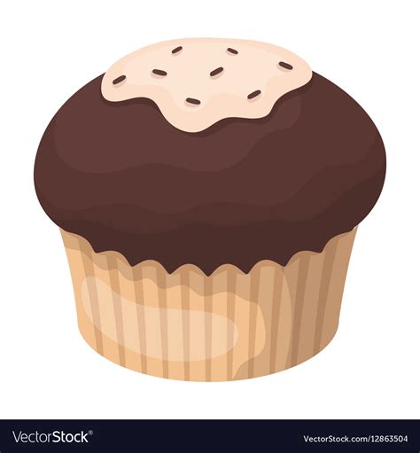 Chocolate Cupcake Icon In Cartoon Style Isolated Vector Image