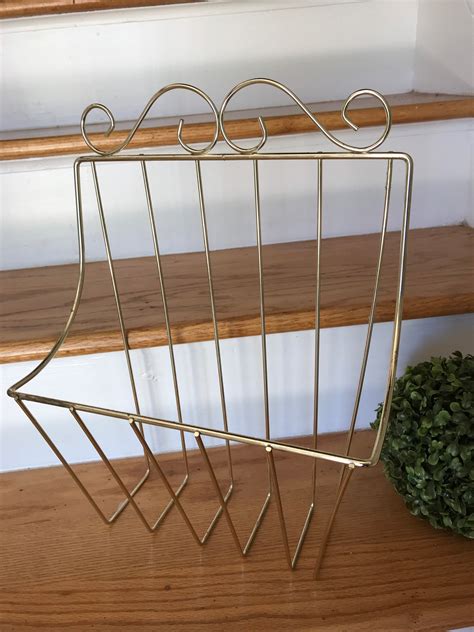 Brass Wire Magazine Rack Vintage Brass Magazine Holder Etsy