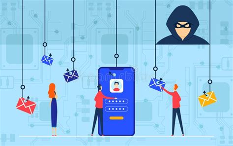 Phishing Attack Vector Illustration Cartoon Flat Hacker Cyber Criminal