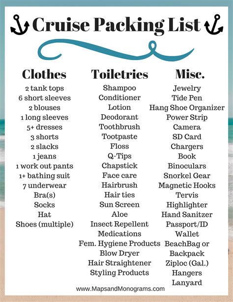 What To Pack For A 7 Day Caribbean Cruise Cruise Checklist Cruise