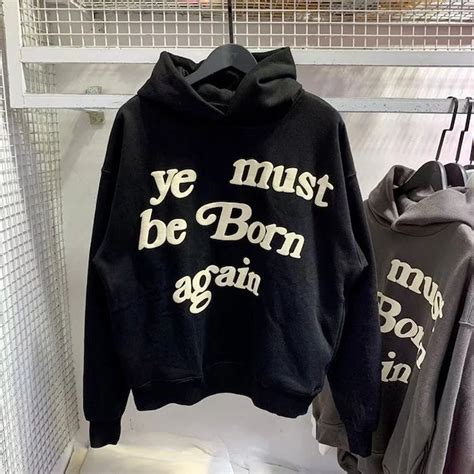 japanese brand kanye west hoody ye must be born again hoodie puff print grailed