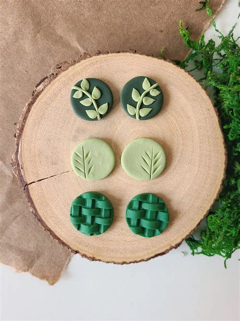 Polymer Clay Stud Earrings Fun Natural Texture Set Of 3 Cottage