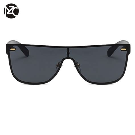 zc super cool cutting polygon sunglasses men rimless one piece sun glasses for men black mirror