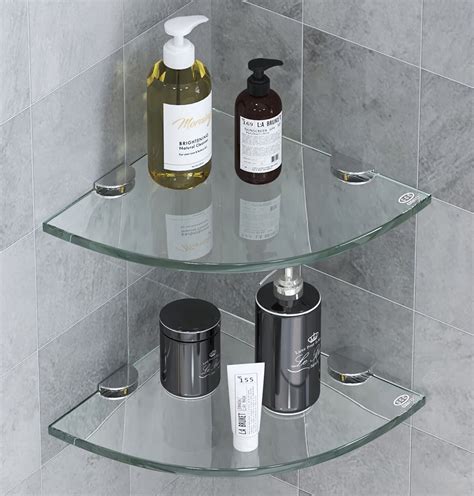 Buy Bathroom Tempered Glass Shelf Shower Holder For Shampoo And