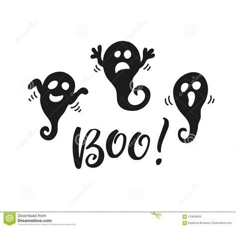 Halloween Party Poster With Spooky Ghosts Doodles Stock Vector