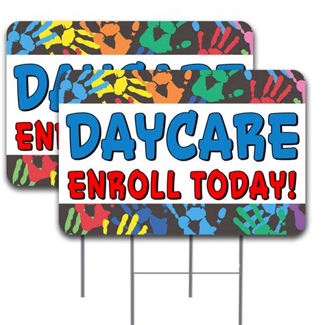 2 Pack Daycare Enroll Today Yard Sign 16 X 24 Double Sided Print