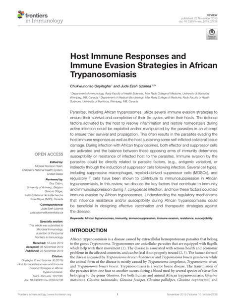 pdf host immune responses and immune evasion strategies in african trypanosomiasis