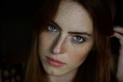 Women Model Face Freckles Green Eyes Brunette Looking At Viewer