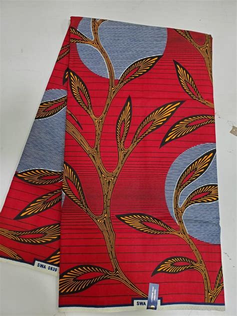 African Fabric 6 Yards Redorange Ankara Print 6 Yards 007 Etsy Uk
