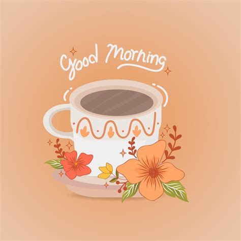 Good Morning Aesthetic Coffee Cup 17446427 Vector Art At Vecteezy