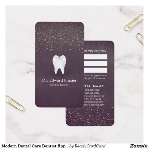 Dl (no loan on gold bars, upto 50 gm of bank gold coins allowed) quantum of loan:basis of advance value of gold ornaments per gram of different level of purity (24/22/20/18 carats) interest rate: Modern Dental Care Dentist Appointment Purple Gold | Zazzle.com | Dental business cards, Dentist ...