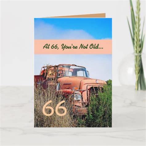 Funny Happy 66th Birthday Vintage Orange Truck Card