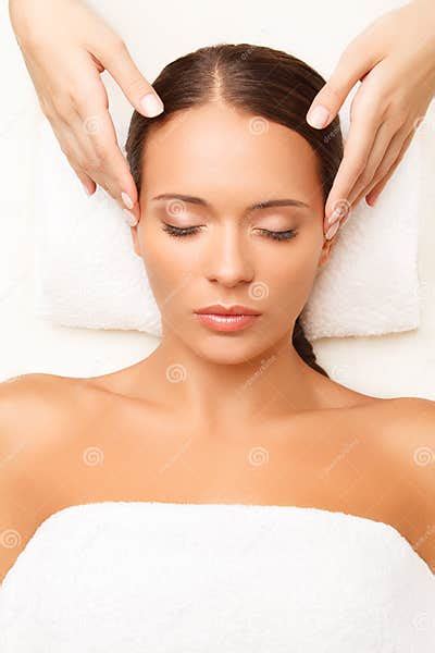 Face Massage Close Up Of A Young Woman Getting Spa Treatment Stock Image Image Of Massage