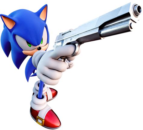 Sonic The Hedgehog Holding Pistol Render By Kolnzberserk On Deviantart