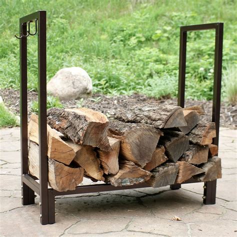 Sunnydaze Log Rack 30 Steel With Bronze Finish Indoor Outdoor Firewood